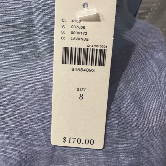 NWT By Anthropologie Lavender and Lime Square-Neck Slit Dress Sizes 6 & 8 - Picture 7 of 8